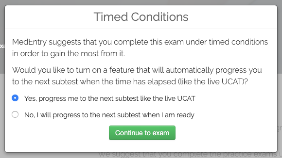 UCAT Timing Feature