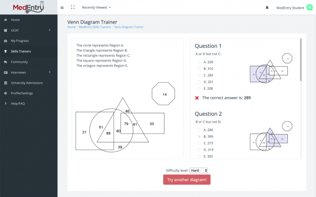 New difficulty levels added to MedEntry’s Venn Diagram Trainer!